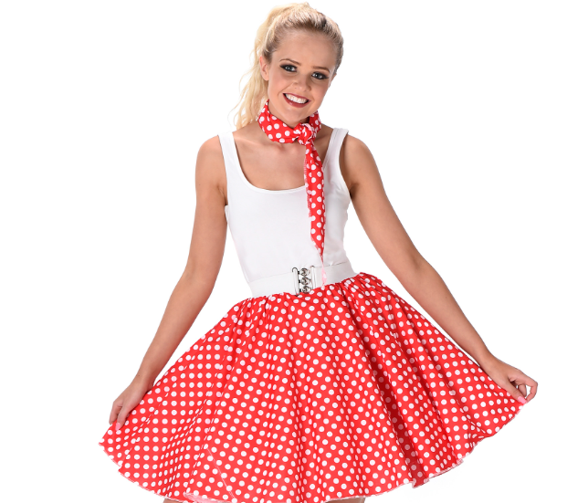 Déguisement années 50 rouge à pois femme