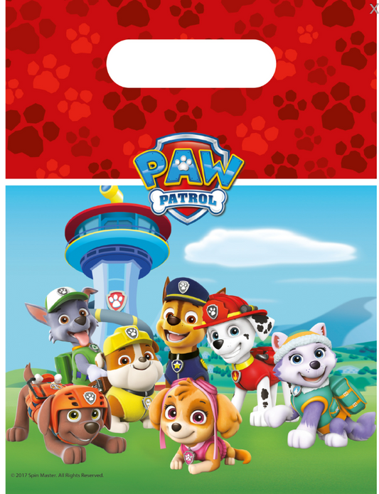 Sacs à cadeaux rouges Pat'Patrouille ™ par 6