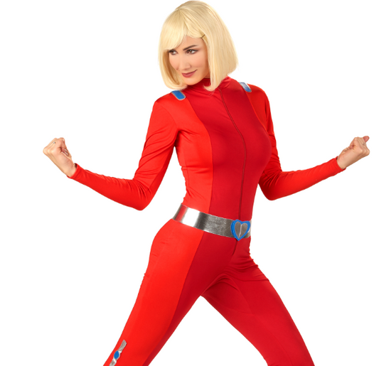 Déguisement espionne de choc rouge femme