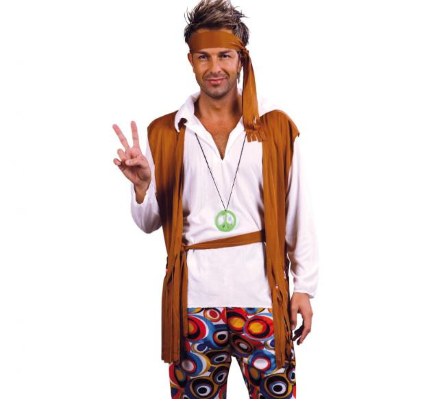 Déguisement hippie marron et blanc homme