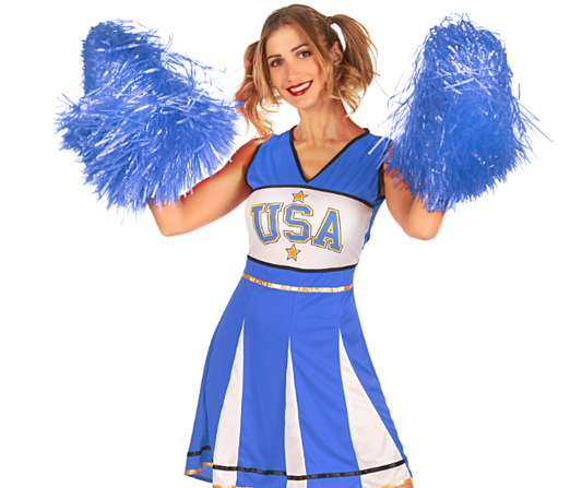 Déguisement pompom girl USA bleu femme