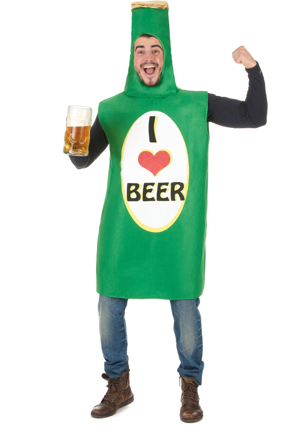 Déguisement bouteille de bière verte adulte