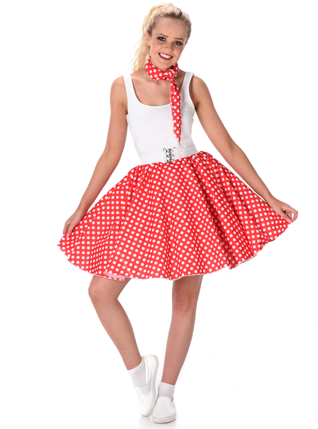Déguisement années 50 rouge à pois femme