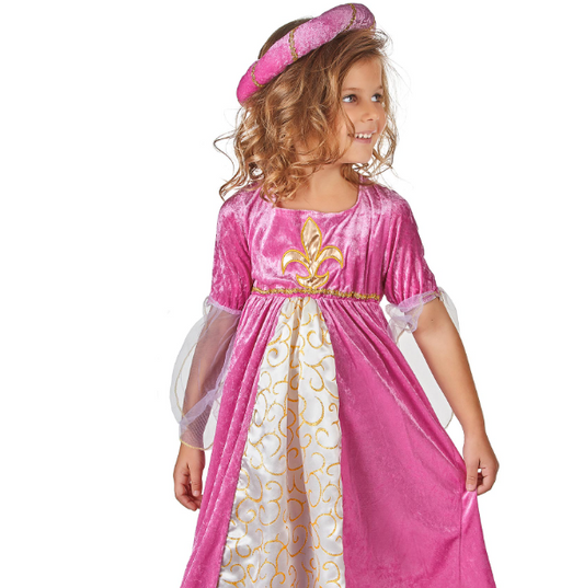 Déguisement princesse médiévale rose et or fille