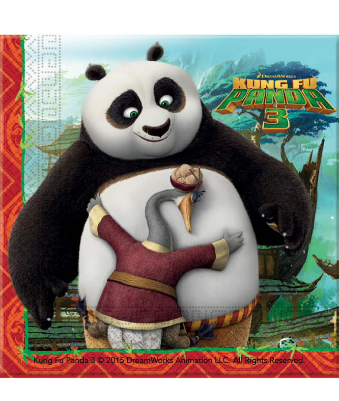 Serviettes en papier Kung Fu Panda 3™ 33 x 33 cm