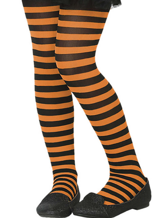 Collant rayé orange et noir enfant