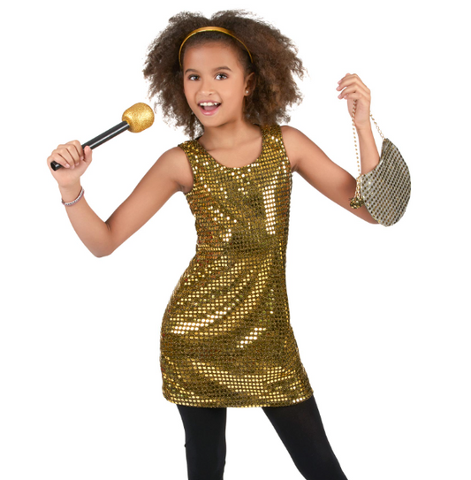 Déguisement disco paillettes or fille