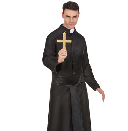 Déguisement prêtre avec col blanc homme