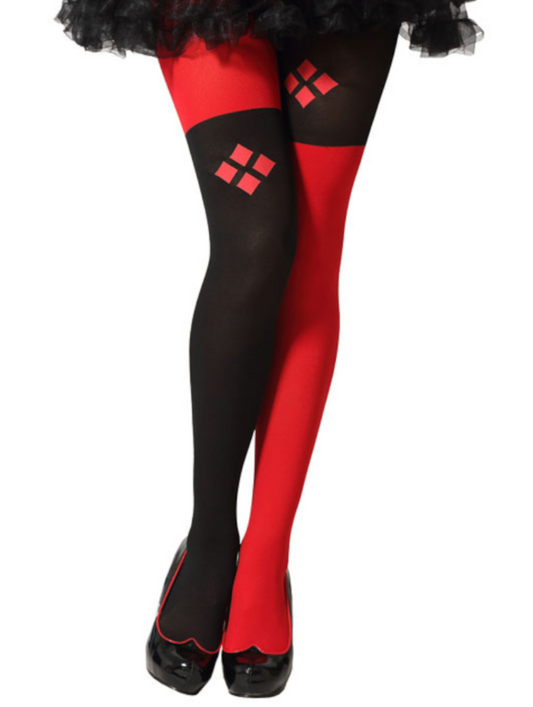 Collant arlequin diabolique rouge et noir femme