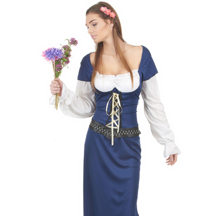 Déguisement Bavaroise robe longue bleue Femme