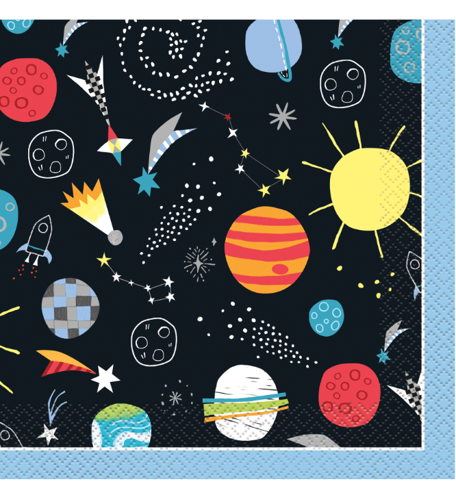 Serviettes en papier univers noires 33 x 33 cm