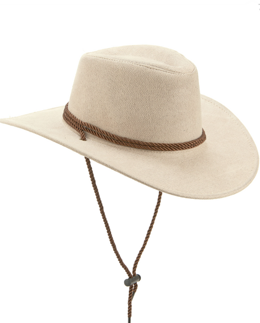 Chapeau cowboy luxe beige en suede adulte