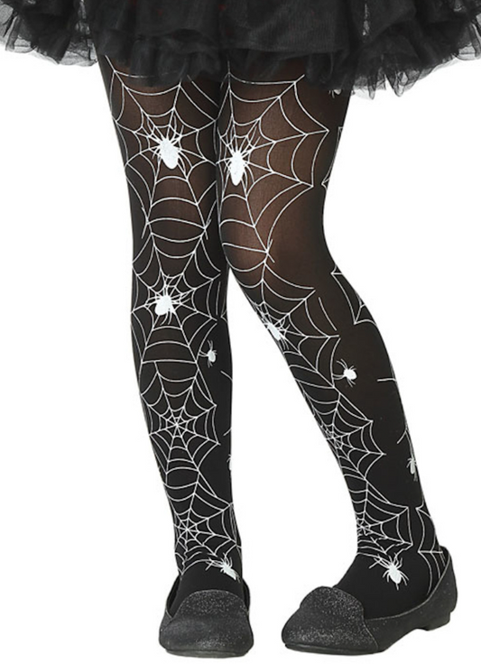 Collant toile d'araignée noir et blanc enfant