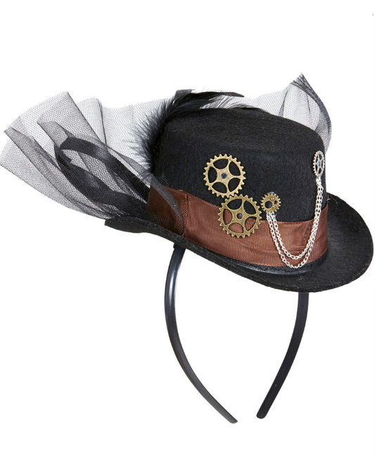 Chapeau avec voile noir adulte Steampunk