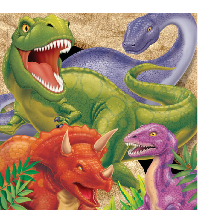 Serviettes en papier Anniversaire Dinosaures 33 x 33 cm