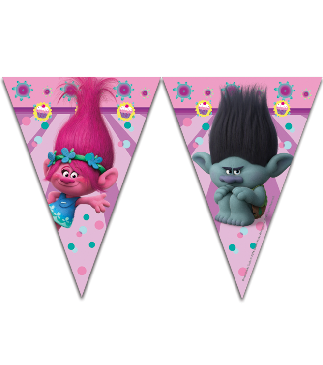Guirlande 9 fanions Trolls™ 2.3 mètres