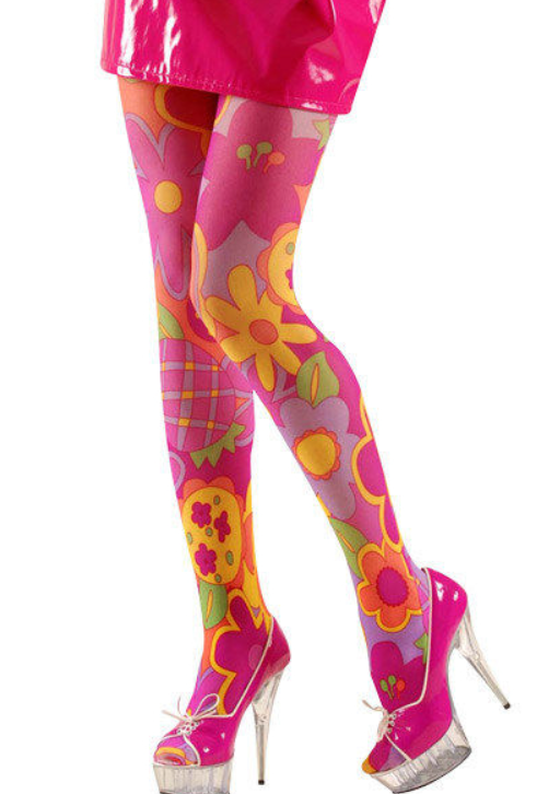 Collant style Hippie rose et multicolore