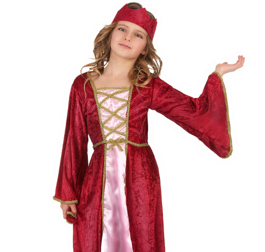 Déguisement reine médiévale rouge fille