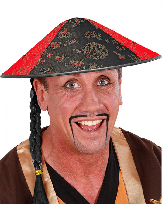 Chapeau chinois avec tresse noire