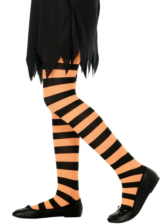 Collants rayés oranges et noirs enfant