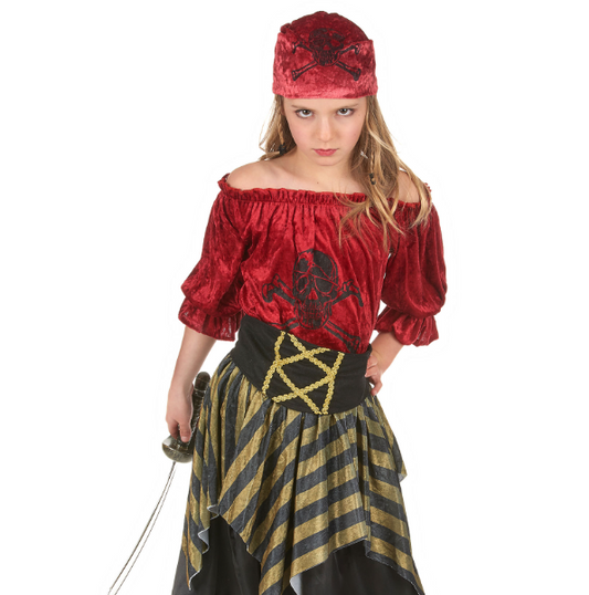Déguisement pirate rayures dorées fille