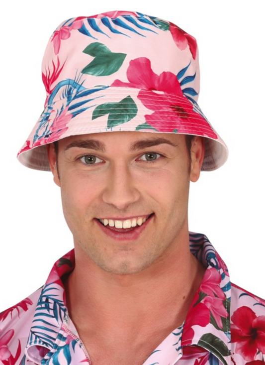 Bob imprimé fleurs et flamants rose Hawaï adulte