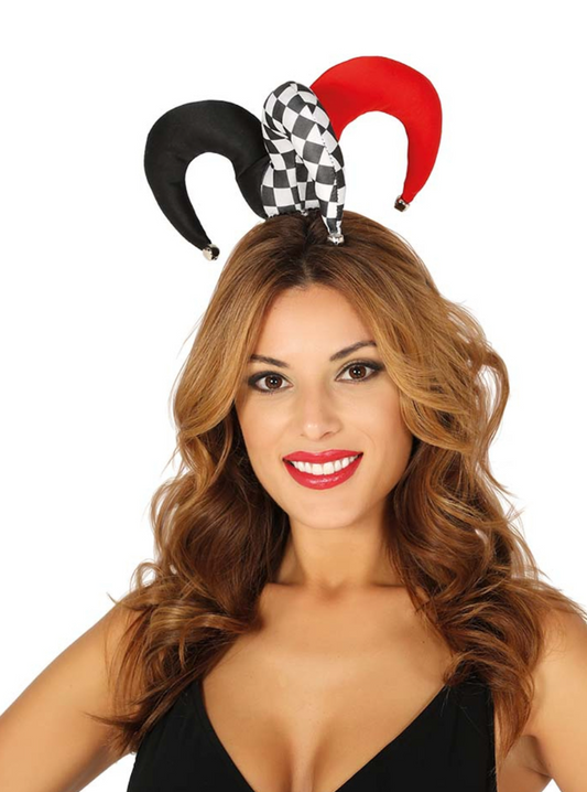 Mini chapeau bouffon rouge et noir adulte