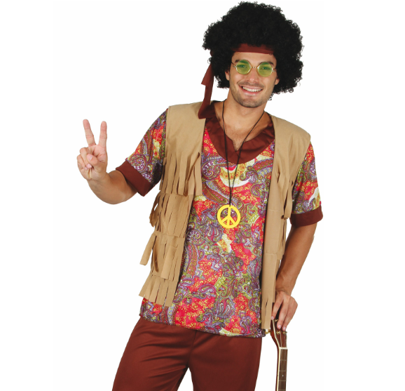 Déguisement hippie motif rouge homme