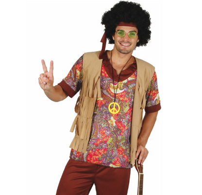Déguisement hippie motif rouge homme