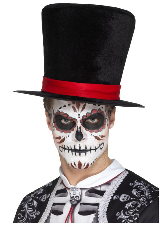 Chapeau haut de forme velour Dia de los Muertos adulte