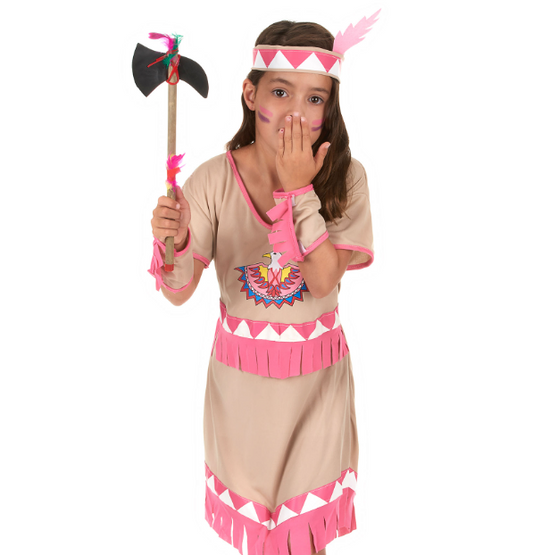 Déguisement indienne franges roses fille