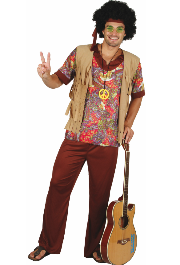 Déguisement hippie motif rouge homme