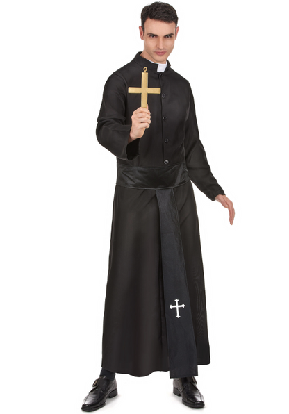 Déguisement prêtre avec col blanc homme
