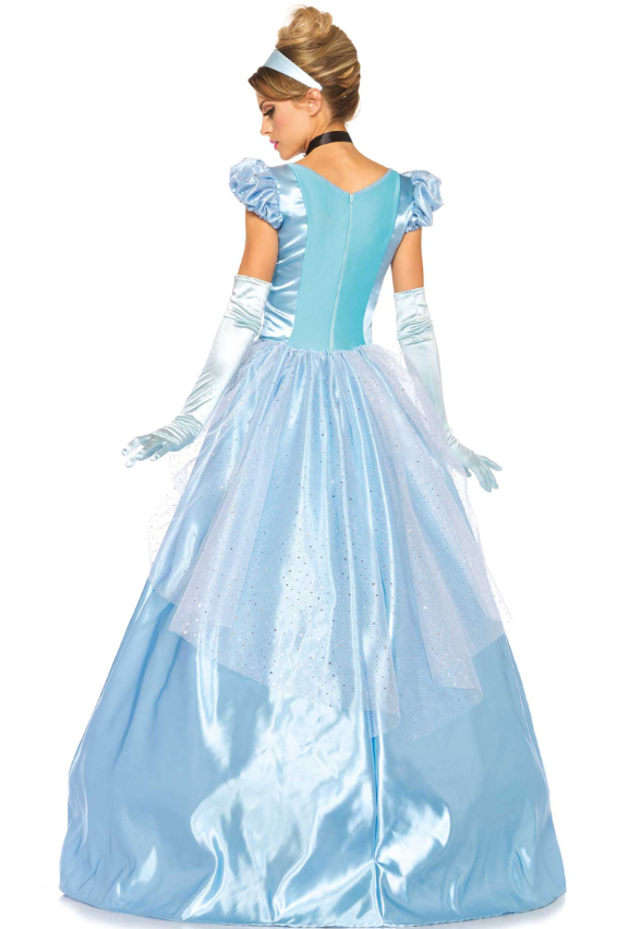 Déguisement princesse robe bleu satiné femme
