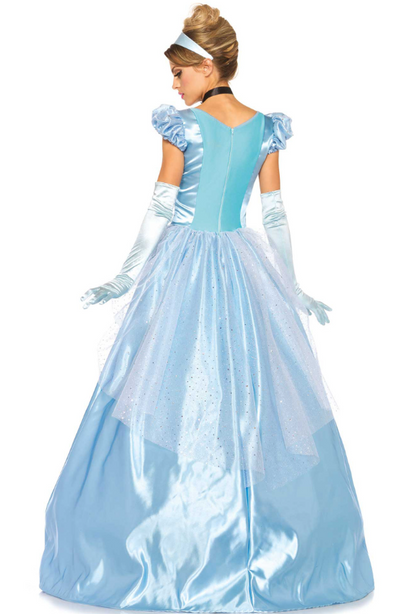 Déguisement princesse robe bleu satiné femme