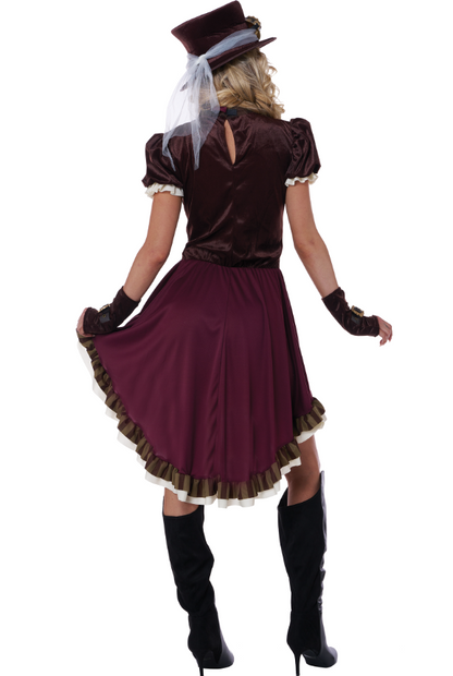 Déguisement steampunk femme bordeaux