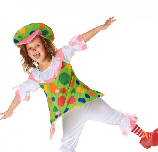 Déguisement clown à pois colorés fille