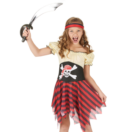 Déguisement pirate jaune et rouge fille