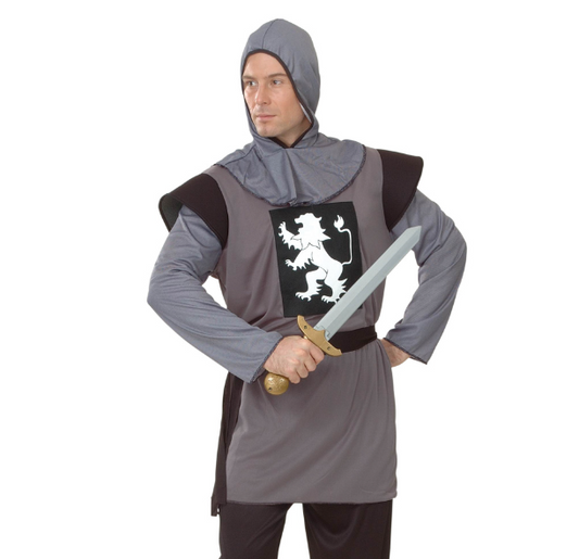 Déguisement chevalier médiéval gris homme