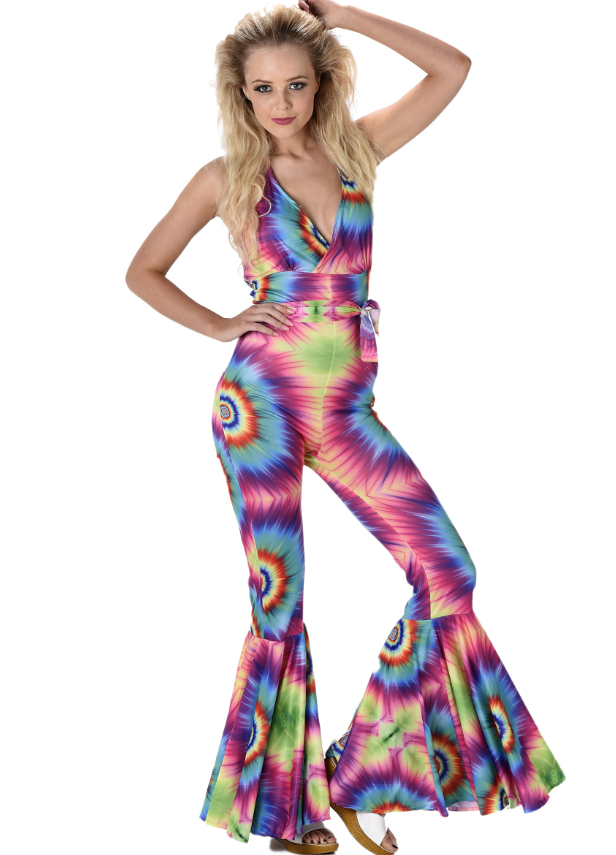 Déguisement combinaison hippie psychédélique femme