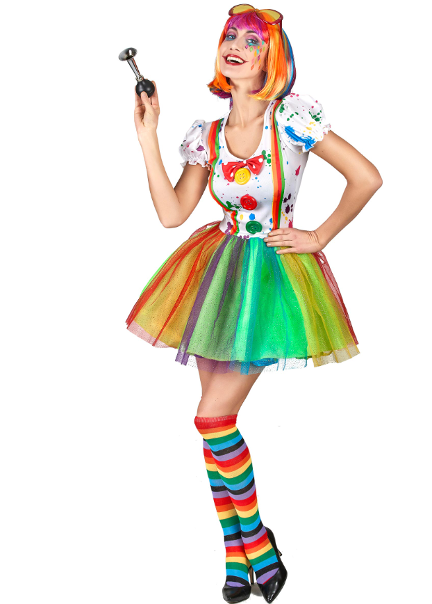 Déguisement clown peinture multicolore femme
