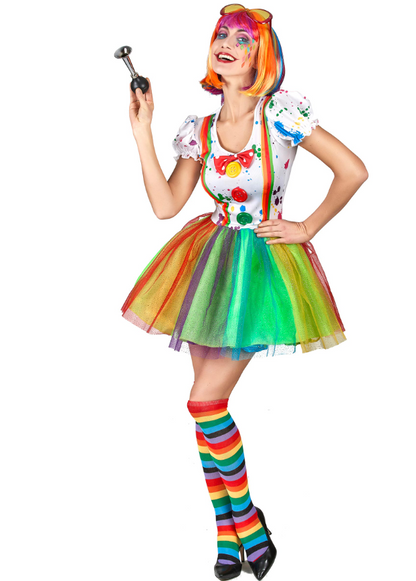 Déguisement clown peinture multicolore femme