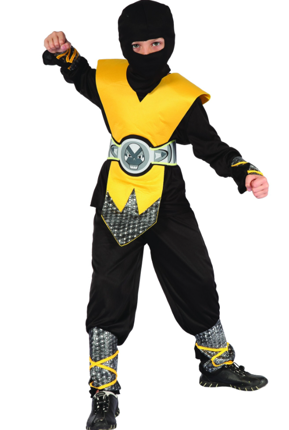 Déguisement ninja jaune plastron garçon