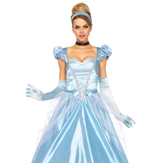 Déguisement princesse robe bleu satiné femme