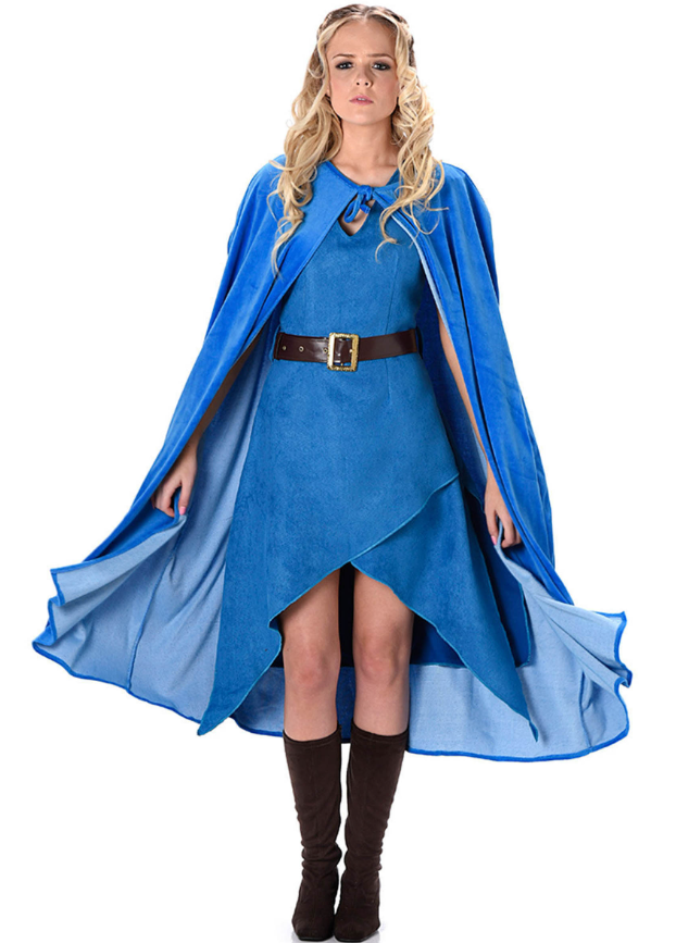 Déguisement guerrière médiévale bleu femme