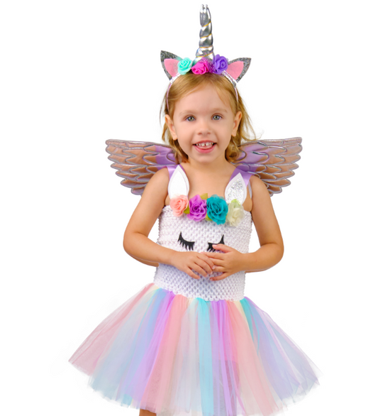 Déguisement licorne fleurie pastel fille