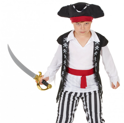 Déguisement pirate avec rayures noires et blanches garçon