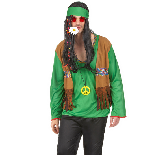 Déguisement hippie homme vert et noir