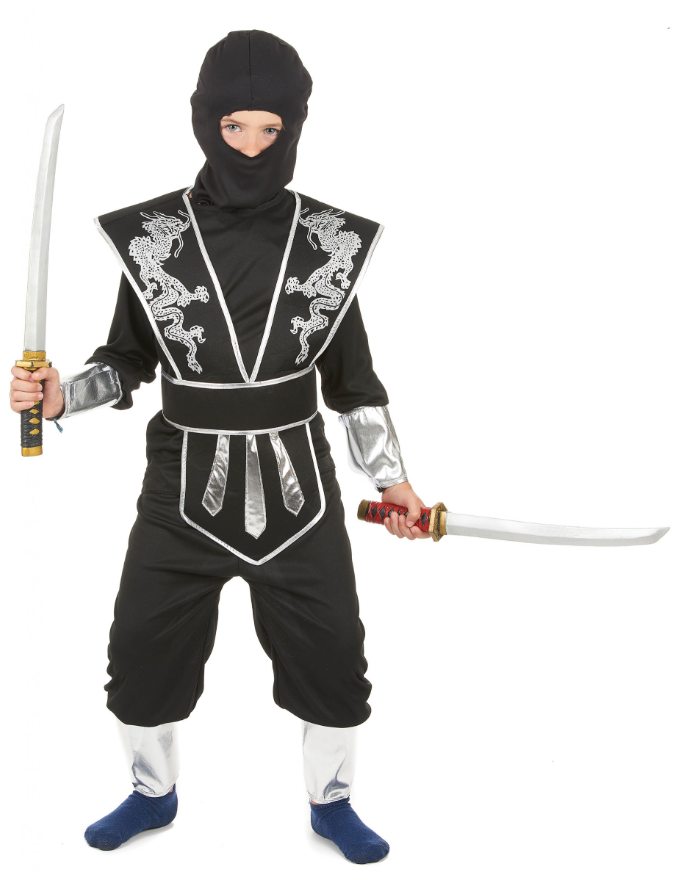 Déguisement ninja noir et argenté garçon