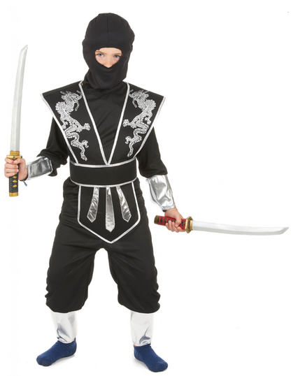 Déguisement ninja noir et argenté garçon